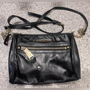 Vintage MICHAEL Michael Kors Black Leather Crossbody with Gold Hardware